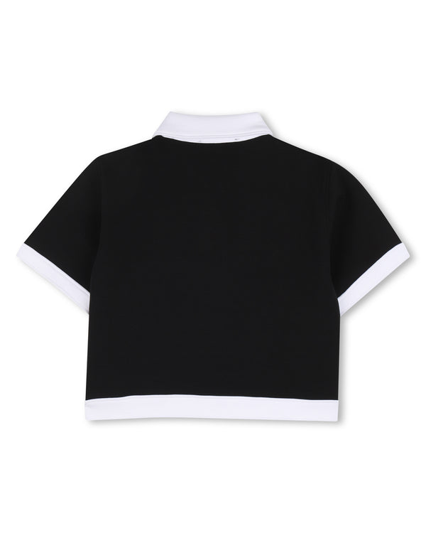 Black with White Trim Collar Top
