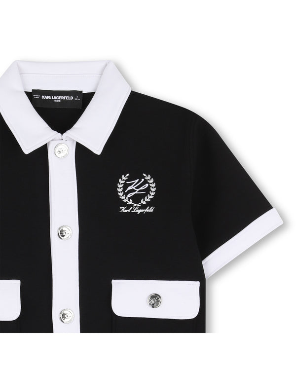 Black with White Trim Collar Top