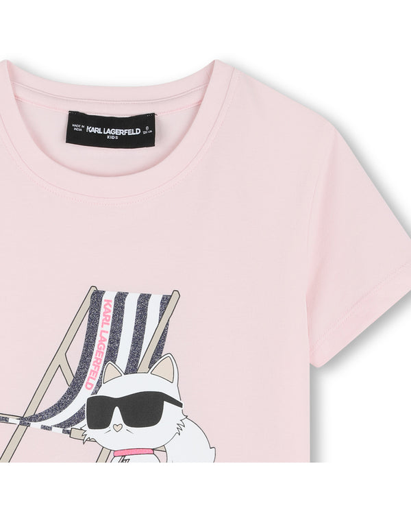 Pink Short Sleeve Choupette Beach Tee