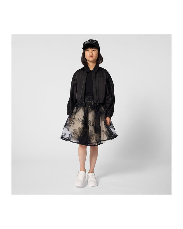 Black Sequin KL Collar Top