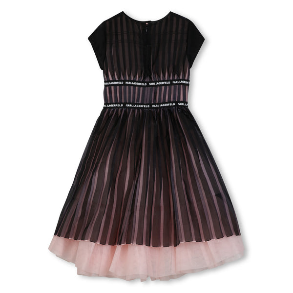 Black and Pink Pleated Ceremony Dress