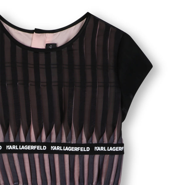 Black and Pink Pleated Ceremony Dress