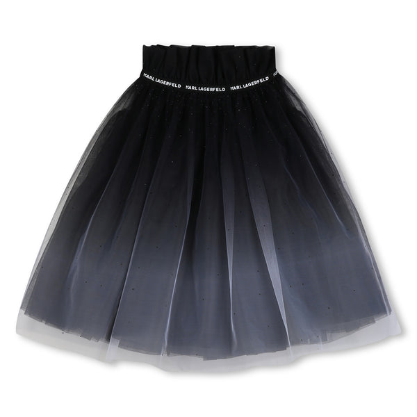 White and Black Ceremony Gradient Tulle Skirt