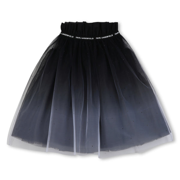 White and Black Ceremony Gradient Tulle Skirt