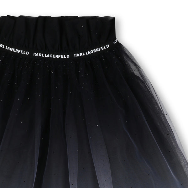 White and Black Ceremony Gradient Tulle Skirt