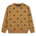 Light Brown Allover Logo Crewneck