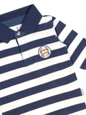 Navy and White Striped Long Sleeve Polo