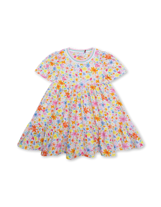 White Doozle Toddg Waterly Flower Print Dress