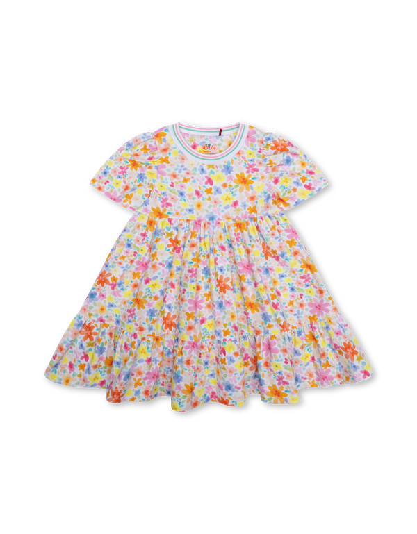 White Doozle Toddg Waterly Flower Print Dress