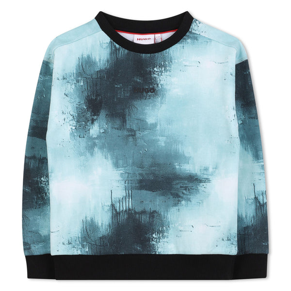 Blue Tie Dye Small Logo Crewneck