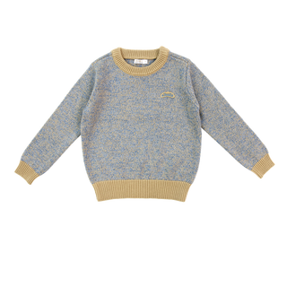 Blue and Taupe Speckled Crewneck Sweater
