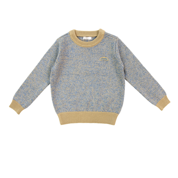 Blue and Taupe Speckled Crewneck Sweater