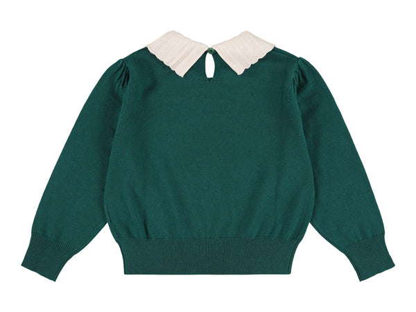 Dark Green Zamora Wool Cropped Sweater