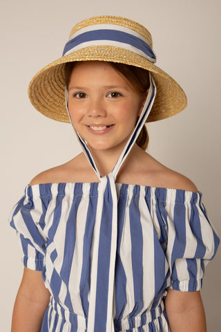 White and Blue Striped Zana Hat