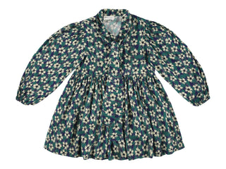 Navy Zas Patterened Bow Detail Dress