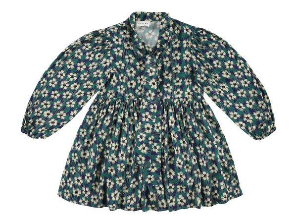 Navy Zas Patterened Bow Detail Dress