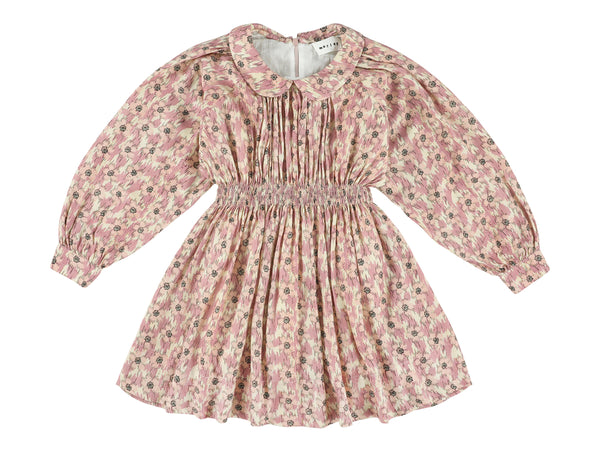 Lilac Zola Patterened Smock Long Length Dress