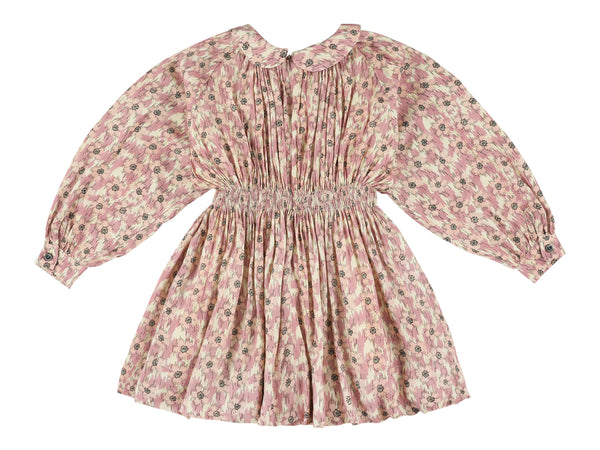 Lilac Zola Patterened Smock Long Length Dress