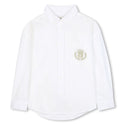 White Button Down Pocket Emblem Shirt