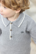 Gray Baby Collared Half Button Sweater