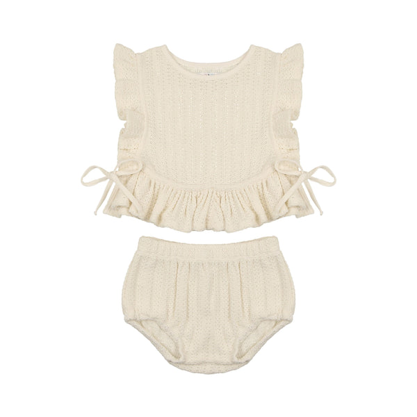 Cream Ruffle Crochet Set