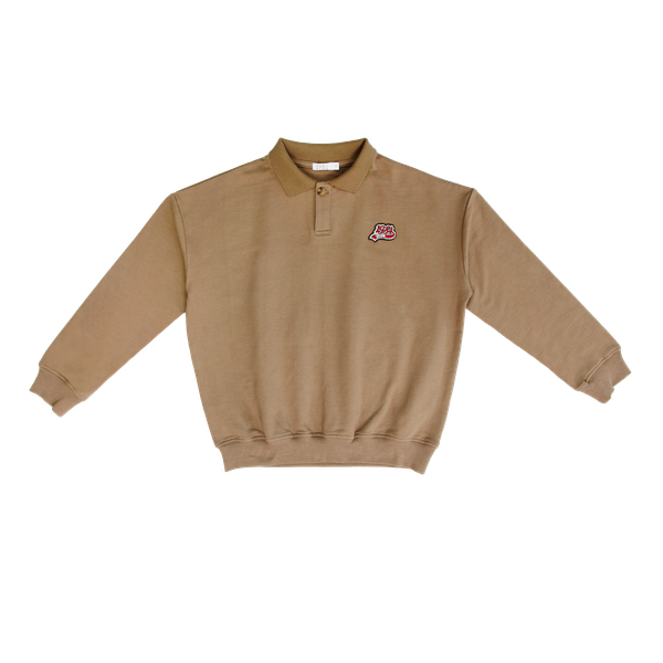 Taupe Graphic Polo Sweater