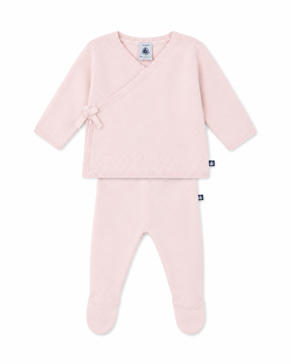 Pink Pointelle Hearts Knit Ensemble
