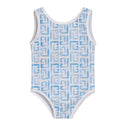 Blue Baby Labyrinth Pattern Swimsuit