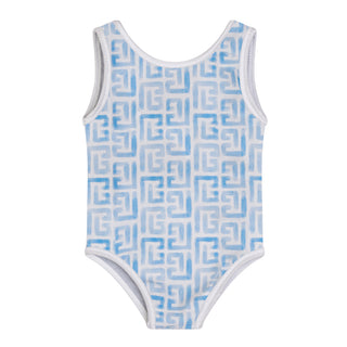 Blue Baby Labyrinth Pattern Swimsuit