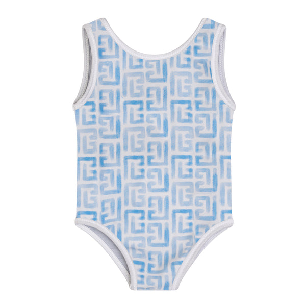 Blue Baby Labyrinth Pattern Swimsuit