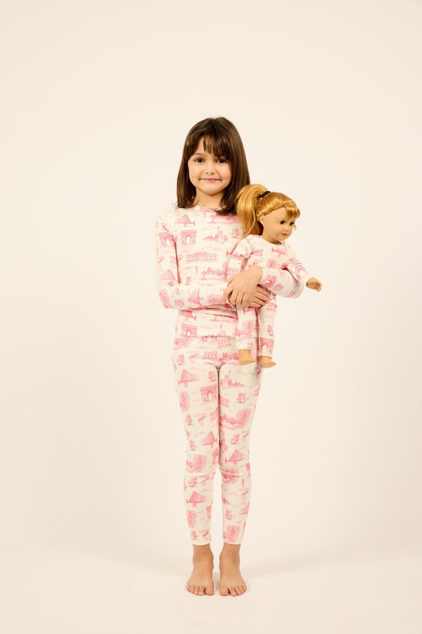 Ivory and Pink Toile Doll Pajamas