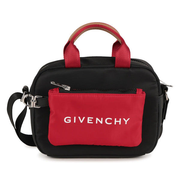 Black with Red Logo Pocket Messenger Bag