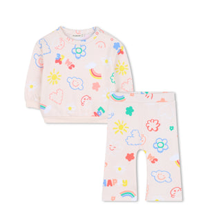 Pink Happy Print Crewneck and Pants