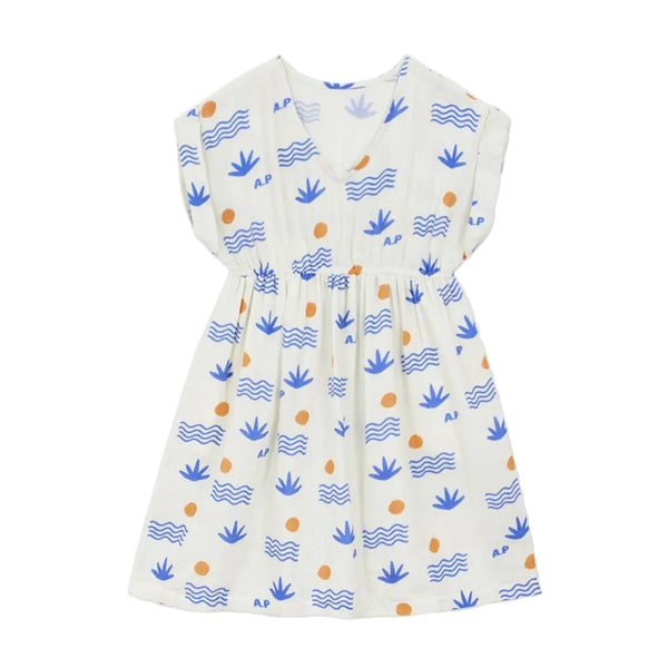 Cream and Blue Aloe Dress