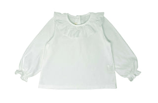White Ruffle Trim Blouse