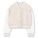 Cream Sherpa Varsity Jacket