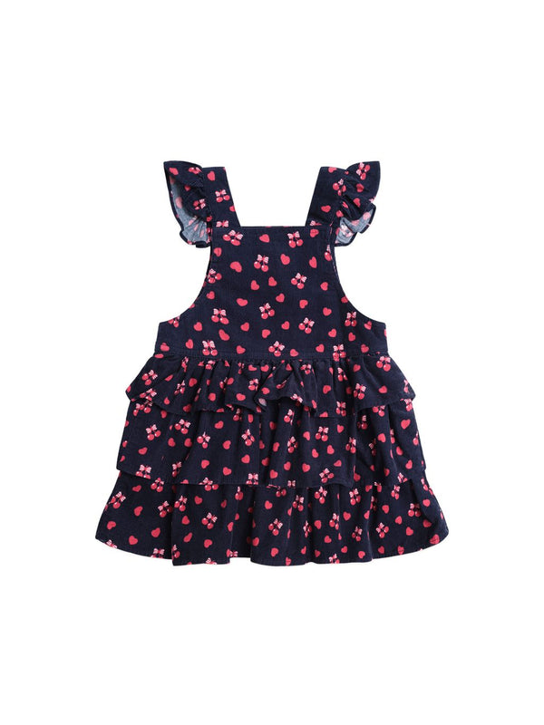 Indigo Cherry Pie Pinafore Cord Dress