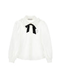White Lavalliere Bow Blouse