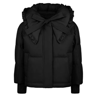Black Ruffle with Bow Collar Coat