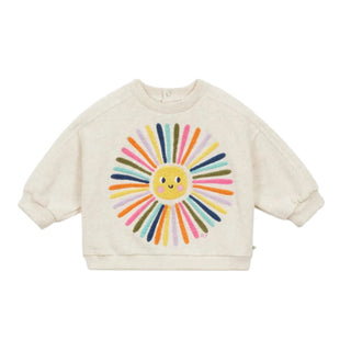 Heathered Sand Baby Flower Crewneck