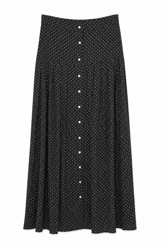 Teen Black and White Polka Dot Pleated Skirt