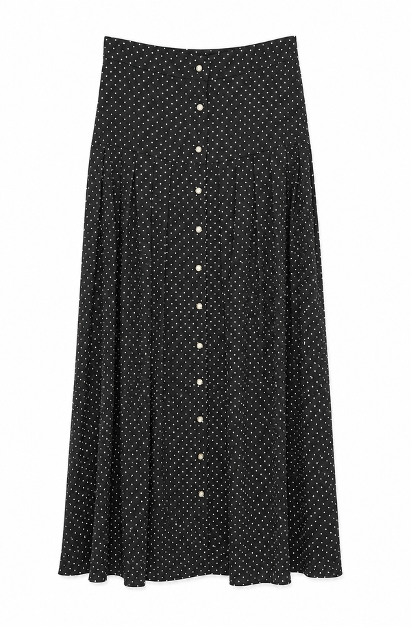 Teen Black and White Polka Dot Pleated Skirt