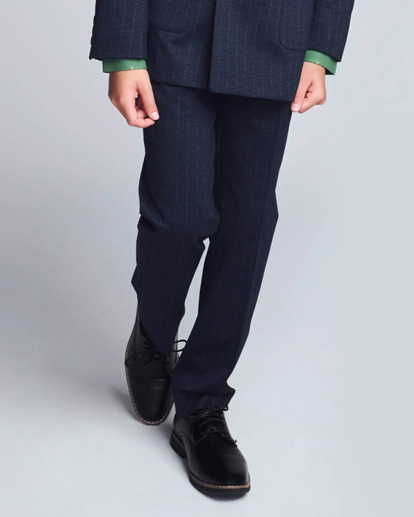 Navy Pinstripe Wide Leg Pant