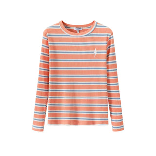 Orange and Blue Striped Long Sleeve Tee
