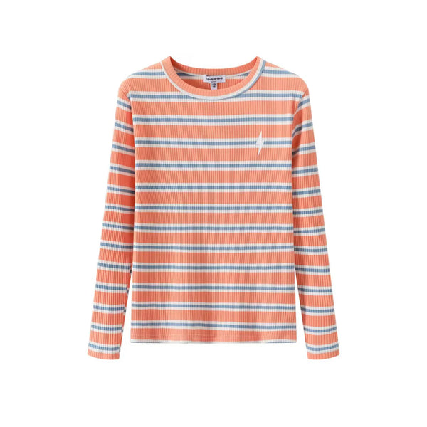 Orange and Blue Striped Long Sleeve Tee