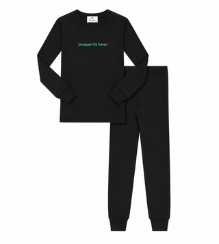 Black and Green Because its Heven Pajama Set