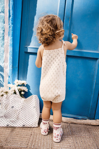 Cream Pattered Nuevo Romper