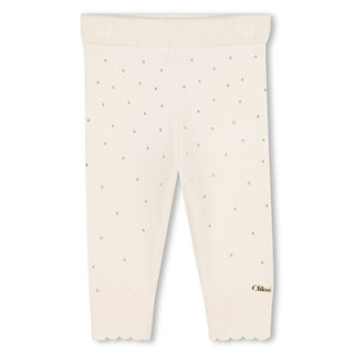 Ivory Knitted Rhinestone Pants