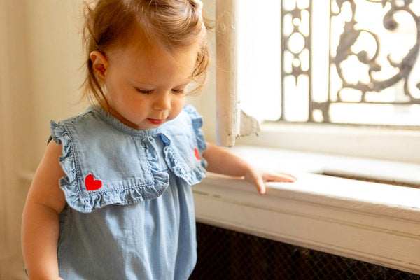 Light Blue Baby Celesta Chambray Romper