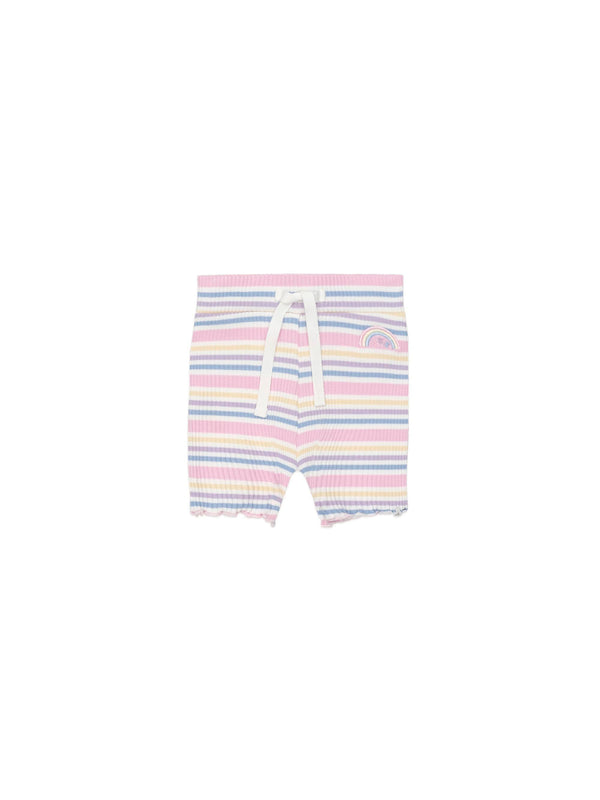 Multicolor Rainbow Stripe Ribbed Short